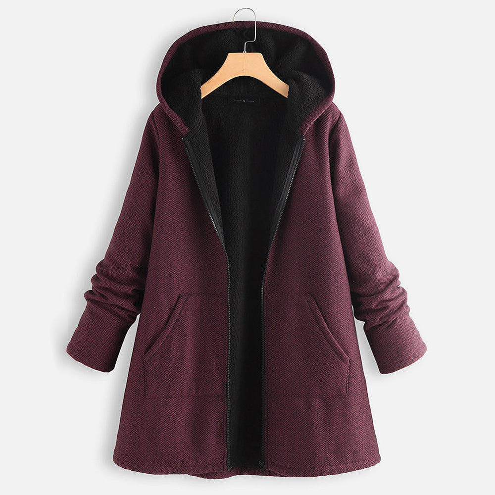 Chaqueta Acolchada Acolchada De Felpa Abrigo De Mujer Con Capucha De Longitud Media