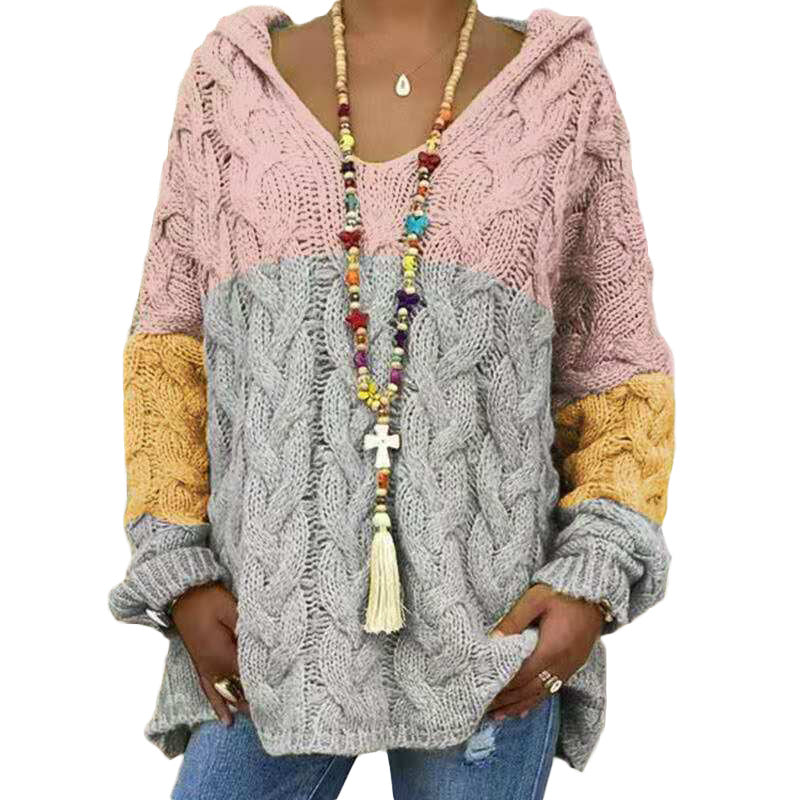 Sudadera Con Capucha De Punto Retorcido De Color Sólido Europeo Y Americano