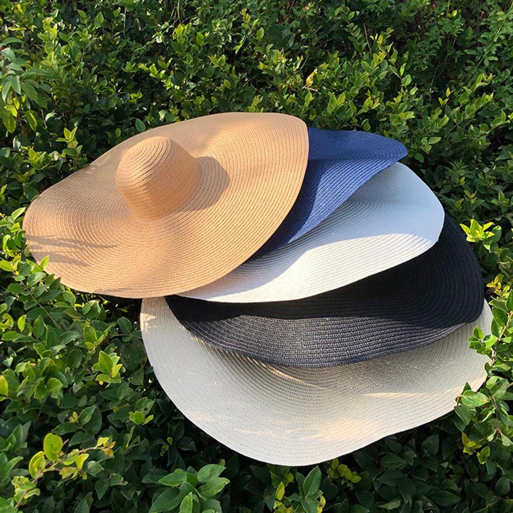 Sombrero de paja grande con protección UV Sombrero de sombrilla plegable - MXbueno