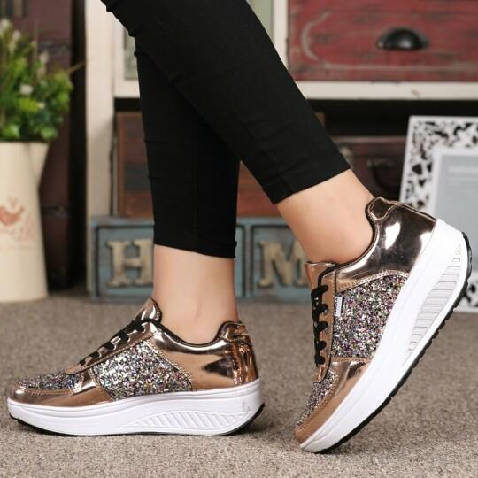 Zapatillas Brillantes De Fondo Grueso