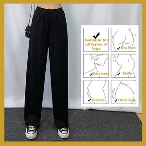 Hielo seda pantalones de pierna ancha mujeres