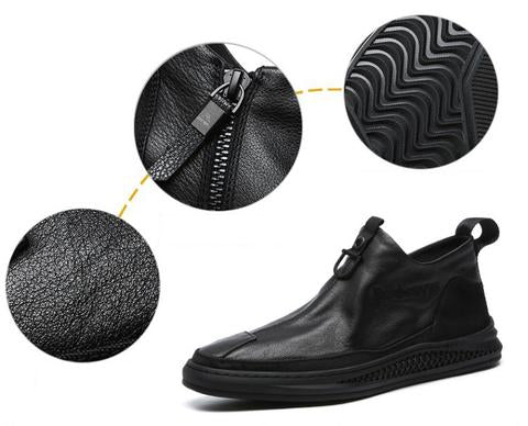 Hombres botas de cuero genuino con suelas ortopédicas de apoyo y cómodas