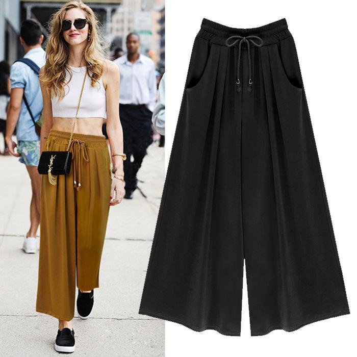 Pantalones cortos de pierna ancha para mujer con talla grande