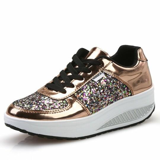Zapatillas Brillantes De Fondo Grueso