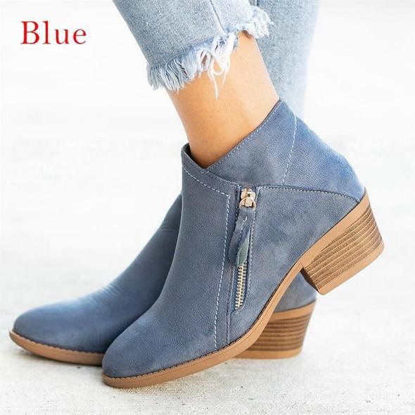 Botines De Gamuza Con Cremallera De Otoño