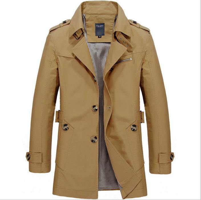 Gabardina de hombre de algodón de longitud media - MXbueno