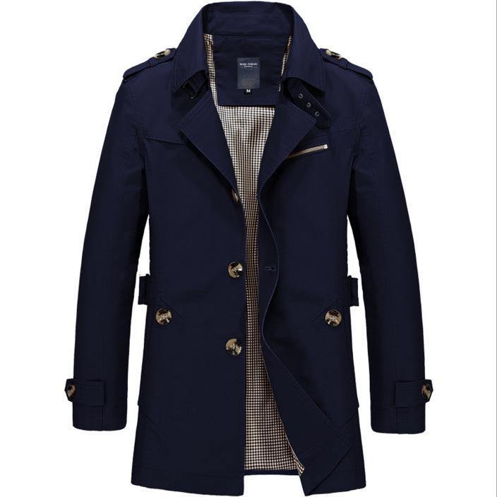Gabardina de hombre de algodón de longitud media - MXbueno