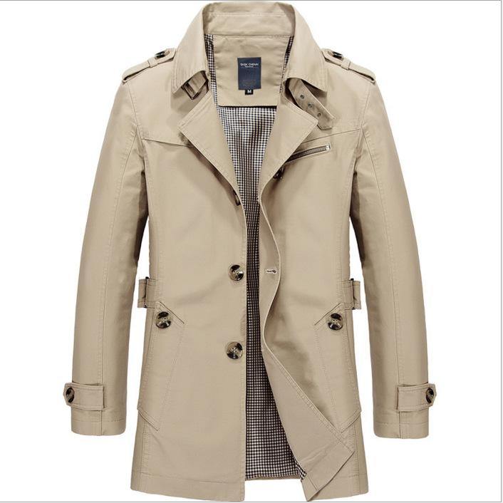 Gabardina de hombre de algodón de longitud media - MXbueno