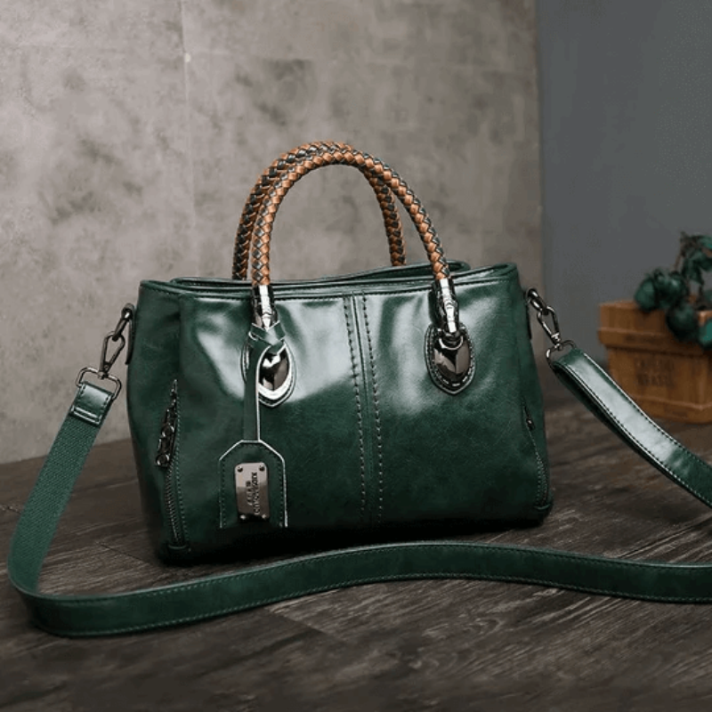 Bolso Tote Clásico Con Múltiples Bolsillos De Cuero Encerado Al Aceite
