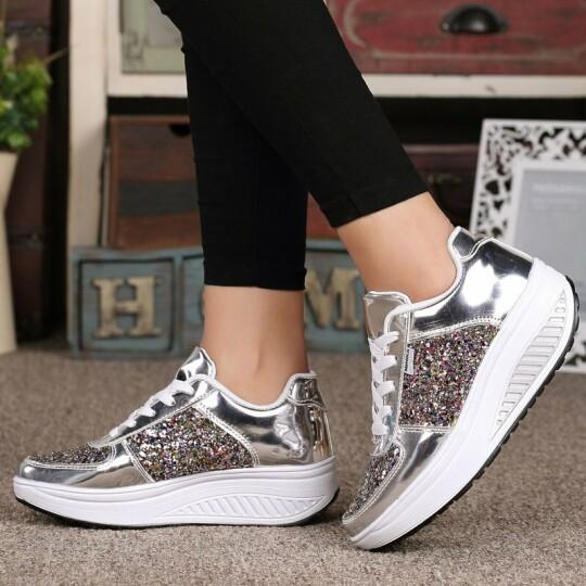 Zapatillas Brillantes De Fondo Grueso