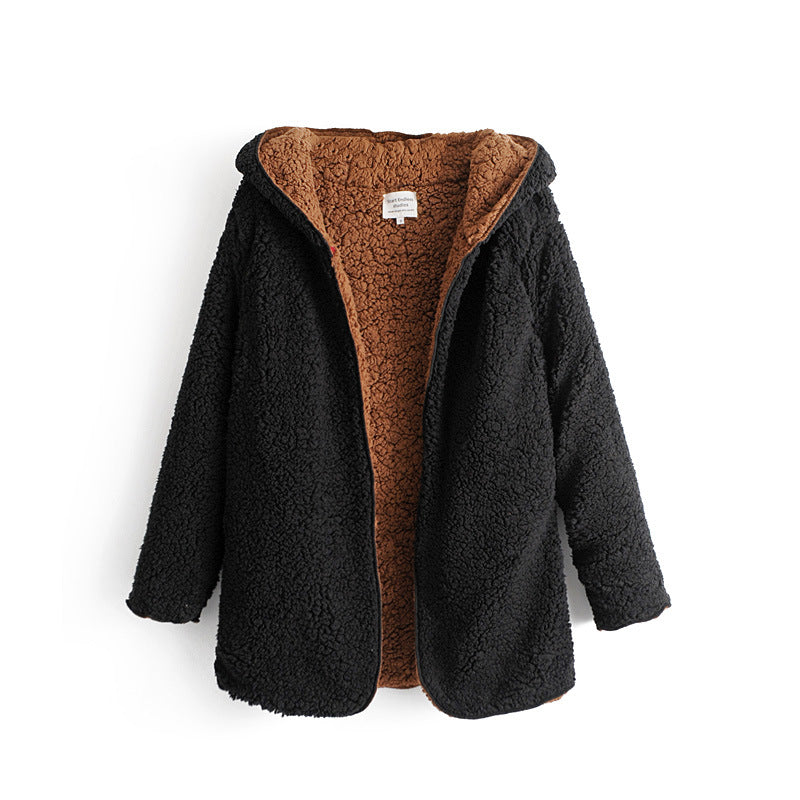 Otoño E Invierno Nueva Chaqueta Cálida De Terry De Doble Cara Con Abrigo Perezoso Para Mujer