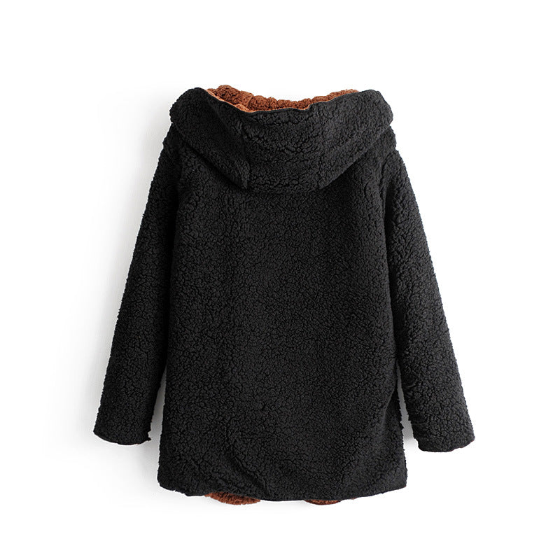 Otoño E Invierno Nueva Chaqueta Cálida De Terry De Doble Cara Con Abrigo Perezoso Para Mujer