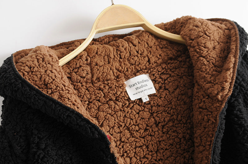 Otoño E Invierno Nueva Chaqueta Cálida De Terry De Doble Cara Con Abrigo Perezoso Para Mujer