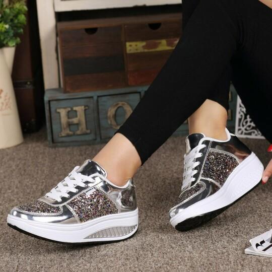 Zapatillas Brillantes De Fondo Grueso