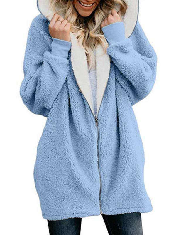 Otoño e invierno cordero lana cremallera chaqueta cálida - MXbueno