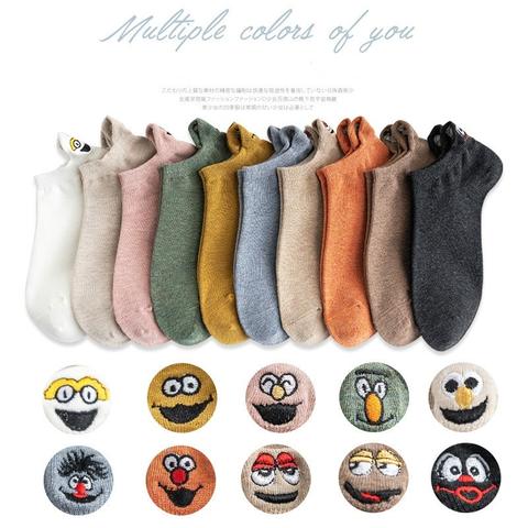 Calcetines de mujer de dibujos animados bordado(3 pares)