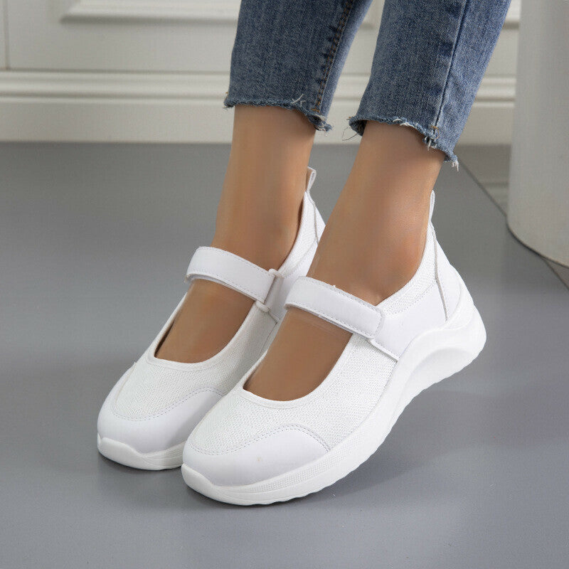 Sandalias Sencillas Con Velcro Y Plataforma Cómodas De Color Liso Para Mujer