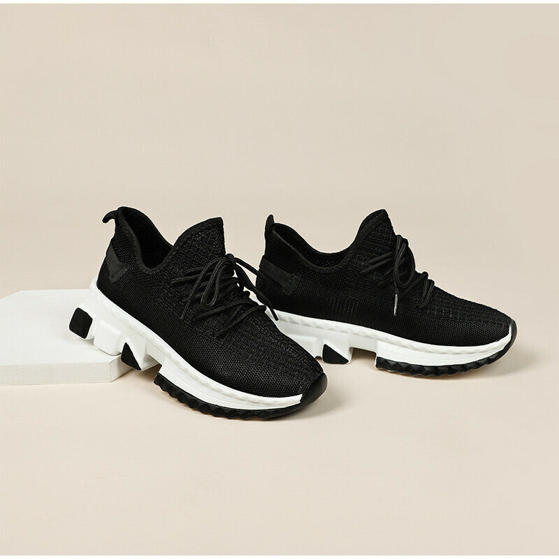 Zapatillas De Malla Con Cordones De Punto Casual