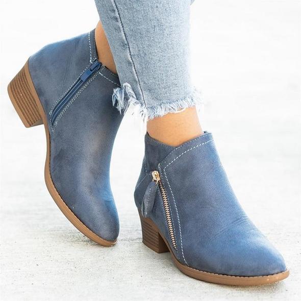 Botines De Gamuza Con Cremallera De Otoño
