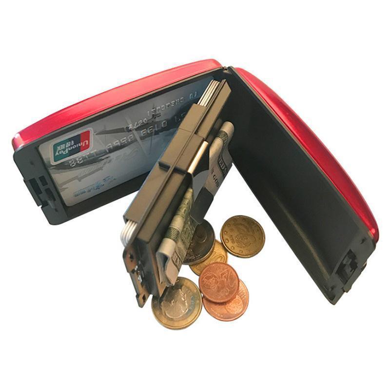 Cartera con cajas de tarjeta y moneda