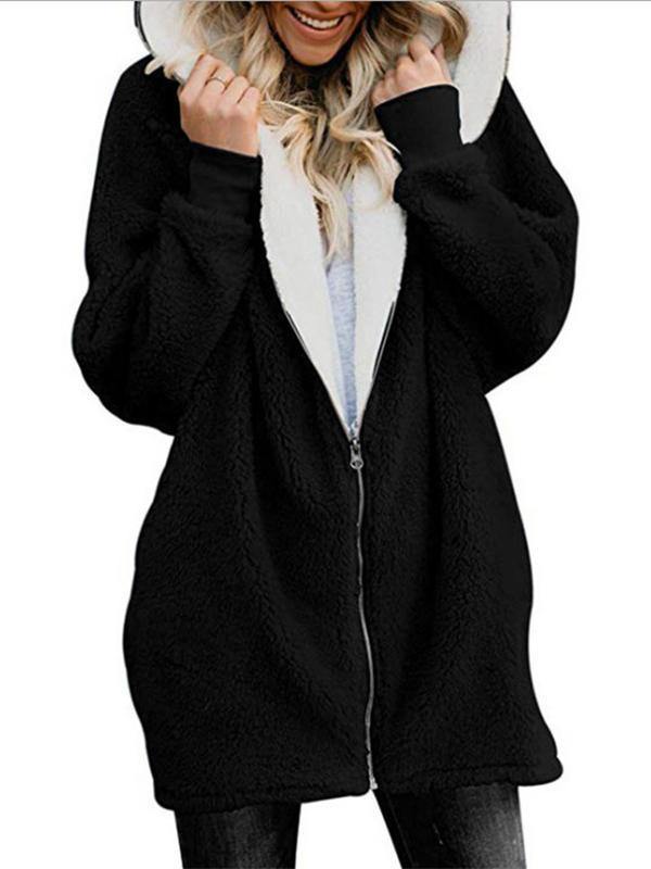 Otoño e invierno cordero lana cremallera chaqueta cálida - MXbueno