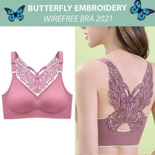 2021 Sujetador Sin Aros Con Bordado De Mariposas