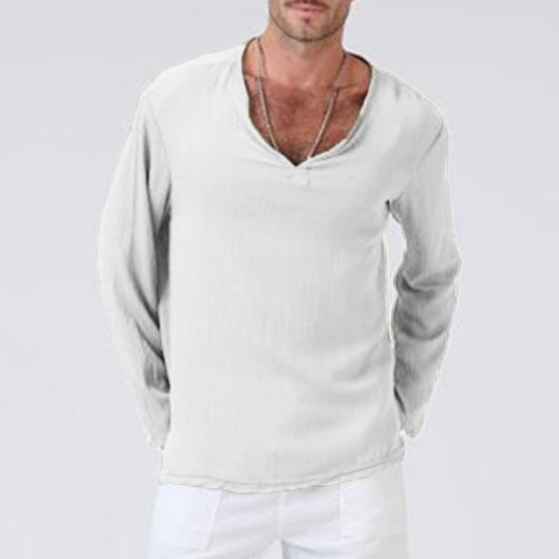 Camiseta Holgada De Lino Con Cuello De Pico