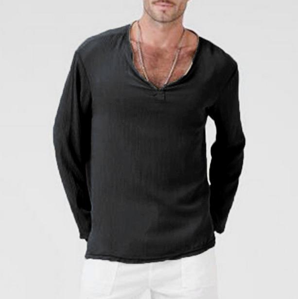 Camiseta Holgada De Lino Con Cuello De Pico