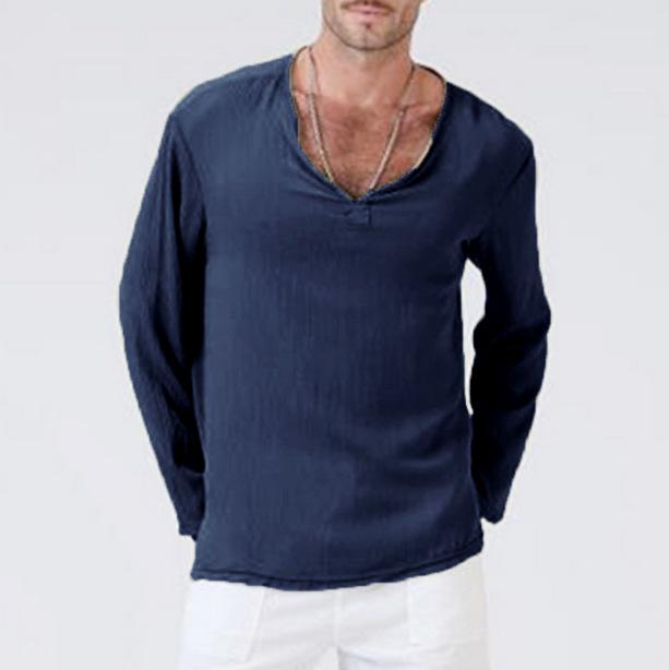 Camiseta Holgada De Lino Con Cuello De Pico