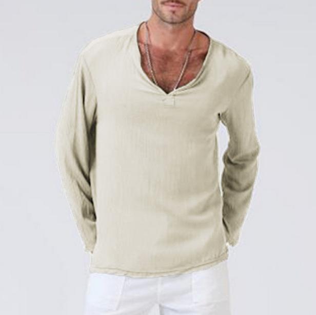 Camiseta Holgada De Lino Con Cuello De Pico