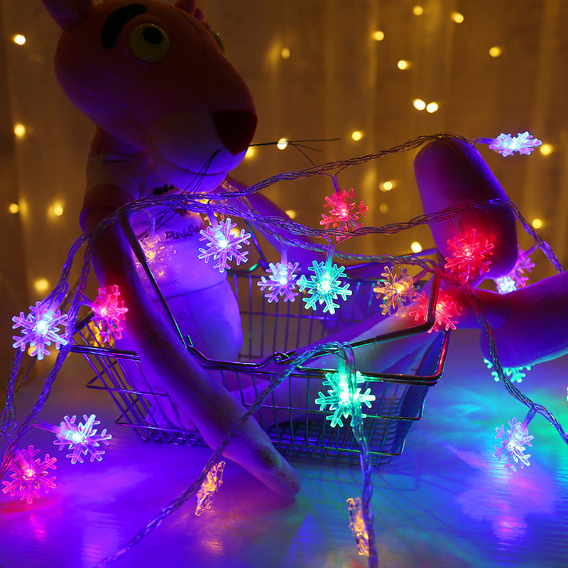 Luces De Cadena De Copo De Nieve Linternas Pequeñas Led Luces De Estrella Caja De Batería Luces Intermitentes Cadena Luces De Decoración Navideña