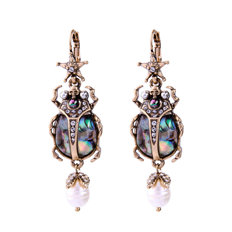 Pendientes De Mariquita De Estilo Retro Europeo Y Americano, Personalidad Femenina, Pendientes De Perlas De Agua Dulce Salvajes, Moda