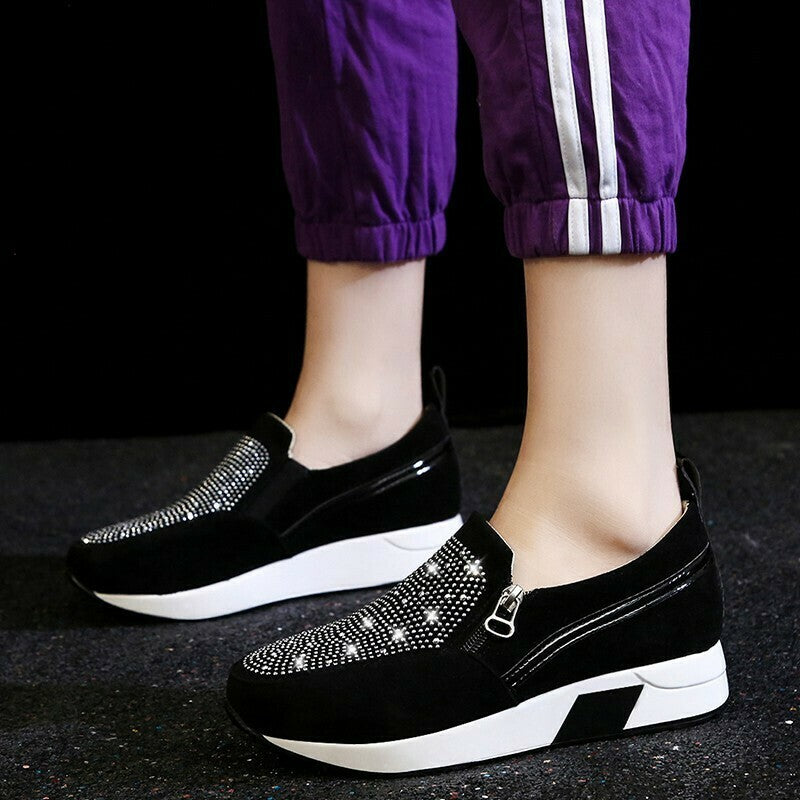 Zapatillas Ortopédicas De Cuña Con Cremallera Lateral Ahuecada Para Mujer