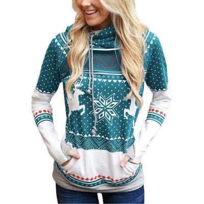 Bolsillo De Impresión Navidad Camiseta De La Cremallera Con Capucha Dedo - MXbueno