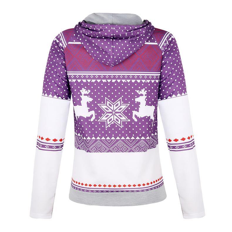 Bolsillo De Impresión Navidad Camiseta De La Cremallera Con Capucha Dedo - MXbueno