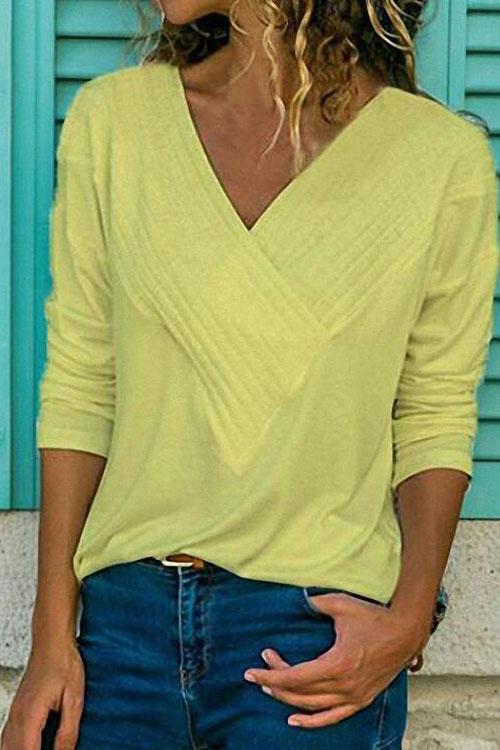 Ceridress Classic V-Neck Basic Tops Camiseta(8 Colores)