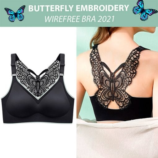 2021 Sujetador Sin Aros Con Bordado De Mariposas