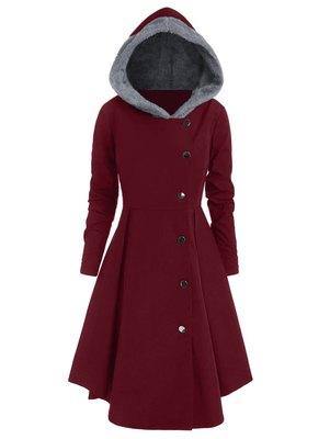 Chaqueta cortavientos con capucha retro larga abrigo adelgazante delgado mujer - MXbueno