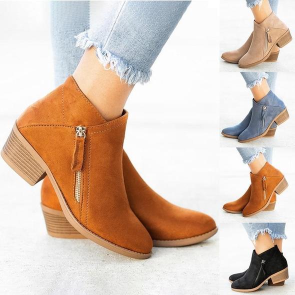 Botines De Gamuza Con Cremallera De Otoño