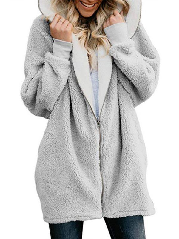 Otoño e invierno cordero lana cremallera chaqueta cálida - MXbueno
