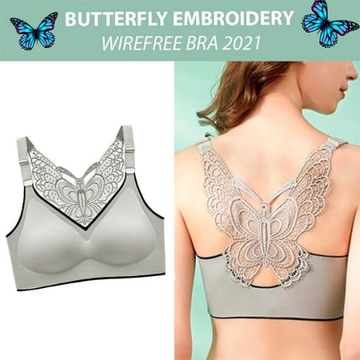 2021 Sujetador Sin Aros Con Bordado De Mariposas