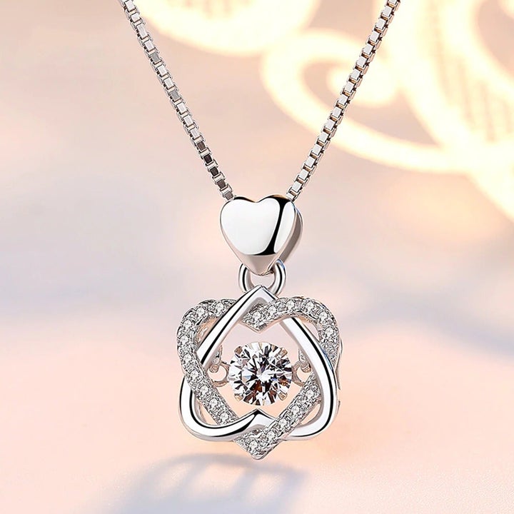 Colgante De Doble Corazón + Estuche Con Forma De Rosa De Regalo