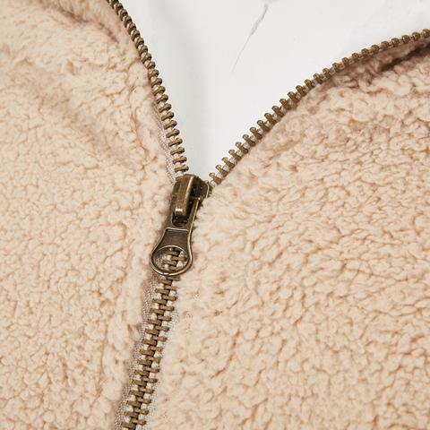 Otoño e invierno cordero lana cremallera chaqueta cálida - MXbueno