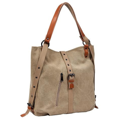 2021 Estilo Bolsos De Las Mujeres 2-en-1 Mochila Lona Mochila-hombro Bolsa