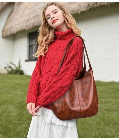 Bolso de cuero vintage para mujer - MXbueno