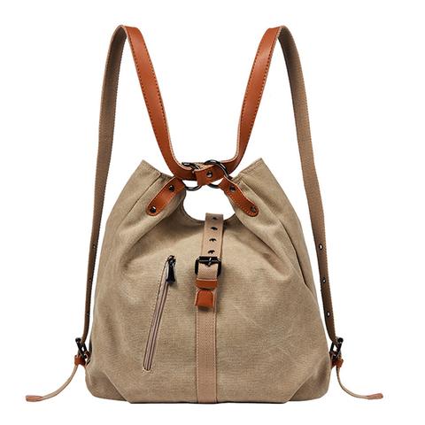 2021 Estilo Bolsos De Las Mujeres 2-en-1 Mochila Lona Mochila-hombro Bolsa