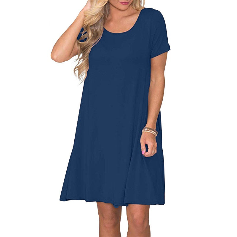 Vestido de manga corta de viaje de verano