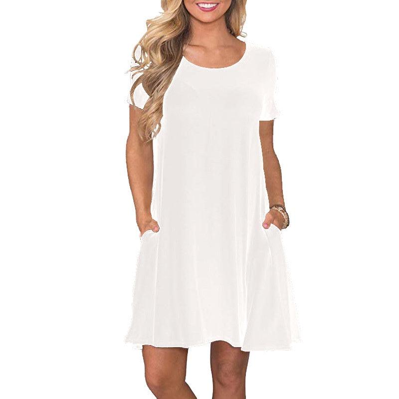 Vestido de manga corta de viaje de verano
