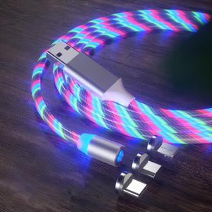 LED brillante magnético 3 en 1 cable de carga USB