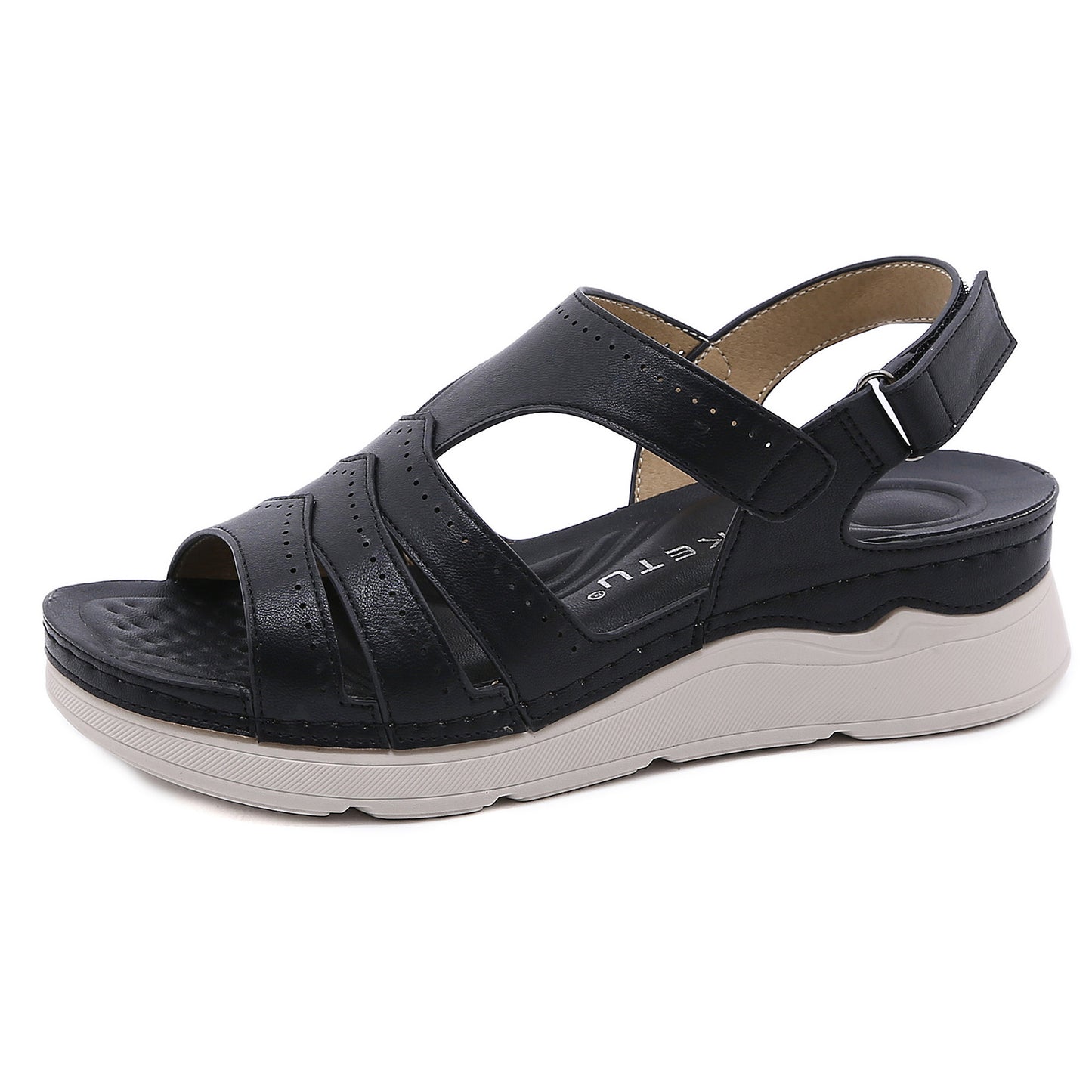 Zapatos Ligeros De Tacón De Cuña Antideslizantes Con Velcro